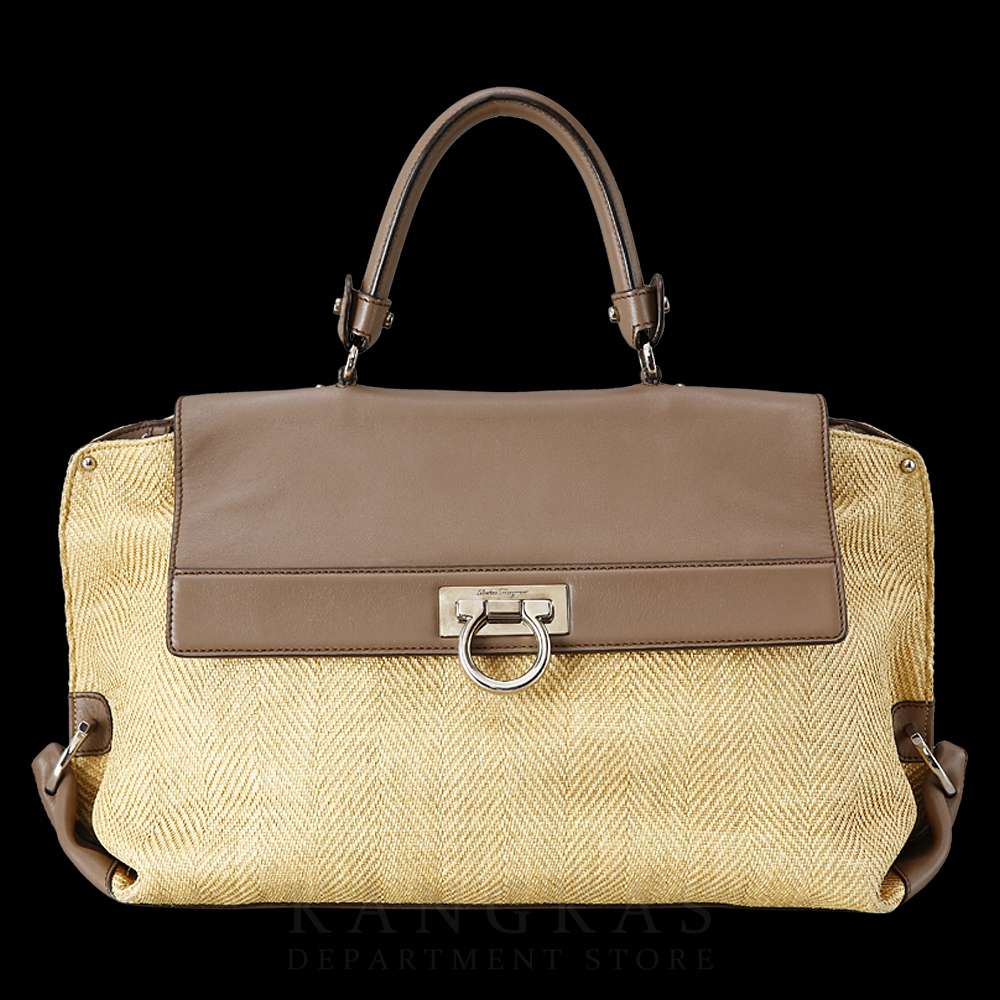 FERRAGAMO(USED)페레가모 간치니 라탄 플랩 토트겸 숄더백